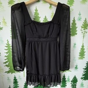 City Triangles Black Sheer Long Sleeve Dress